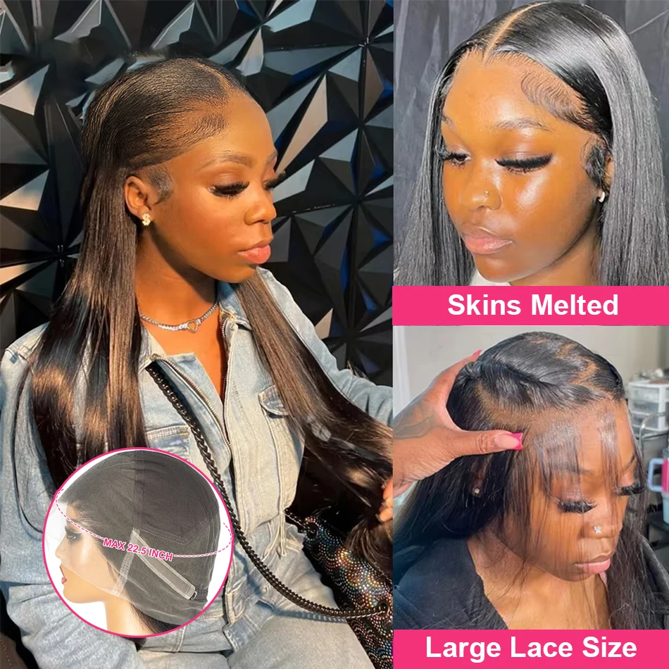 360 Full HD Straight Lace Frontal Perücken 250 Dichte 100 % echte Vollhaarperücke Brasilianische vorgezupfte Lace Front Echthaarperücke
