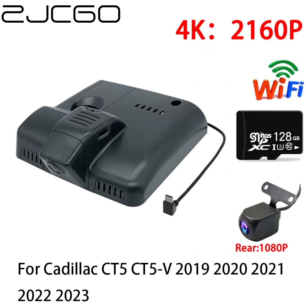 

ZJCGO 2K 4K Car DVR Dash Cam Wifi Front Rear Camera 2 Lens 24h parking for Cadillac CT5 CT5-V 2019 2020 2021 2022 2023