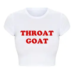 Throat Goat Women Baby Tee Harajuku Kawaii Sexy Crop Top O Neck Summer Fashion T Shirt 2000s Grunge Goth Clothes Dropshipping