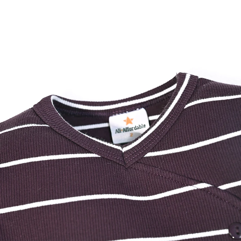 AA-Gestreifte Pyjamas für Kinder Jungen und Mädchen Zweiteiliges Set und Baby-Strampler Langarm Herbst/Winter Gerippte Baumwollkleidung – Detail 20