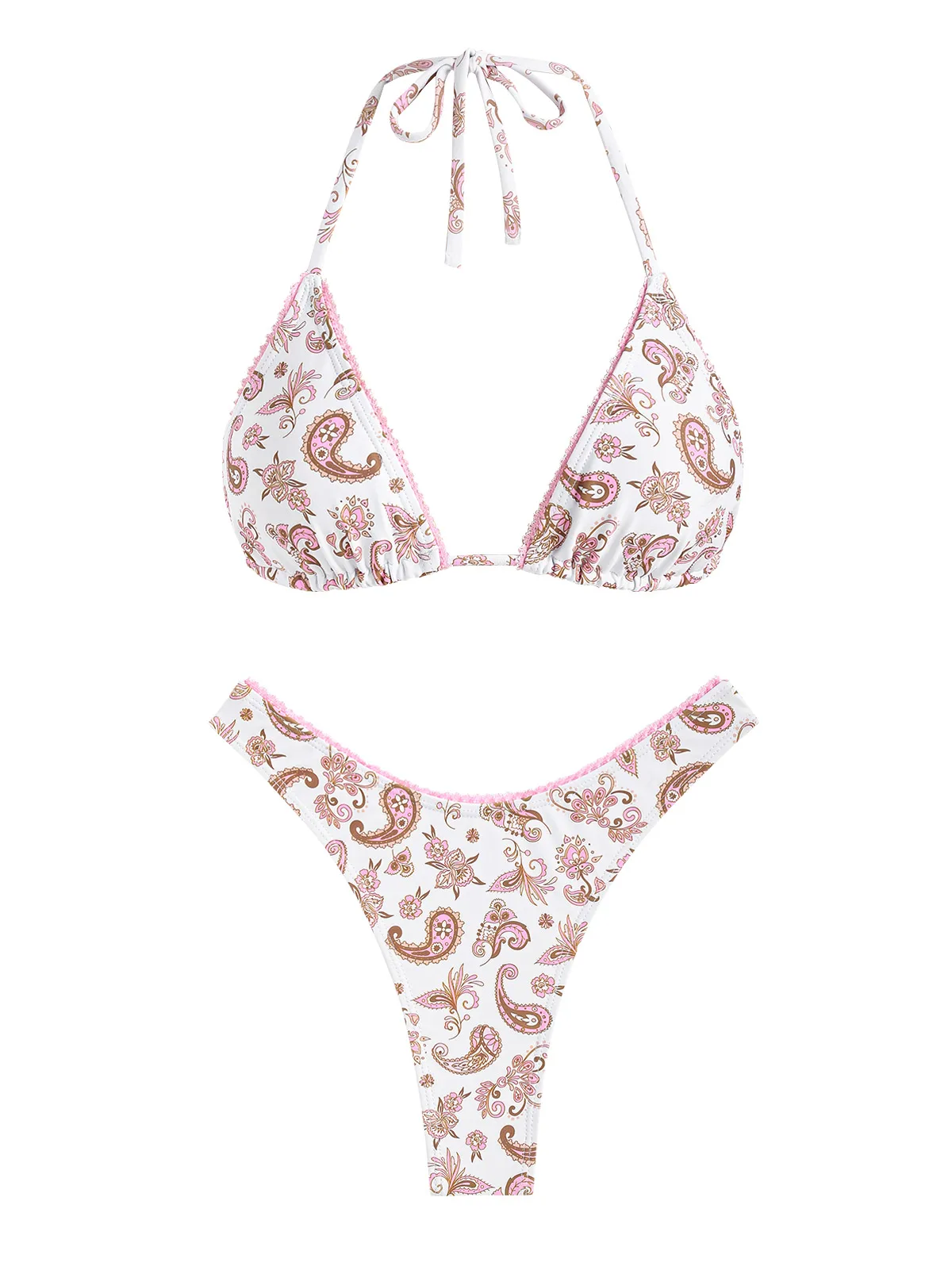 Damski strój kąpielowy Paisley Floral Triangle Thong Bikini Set