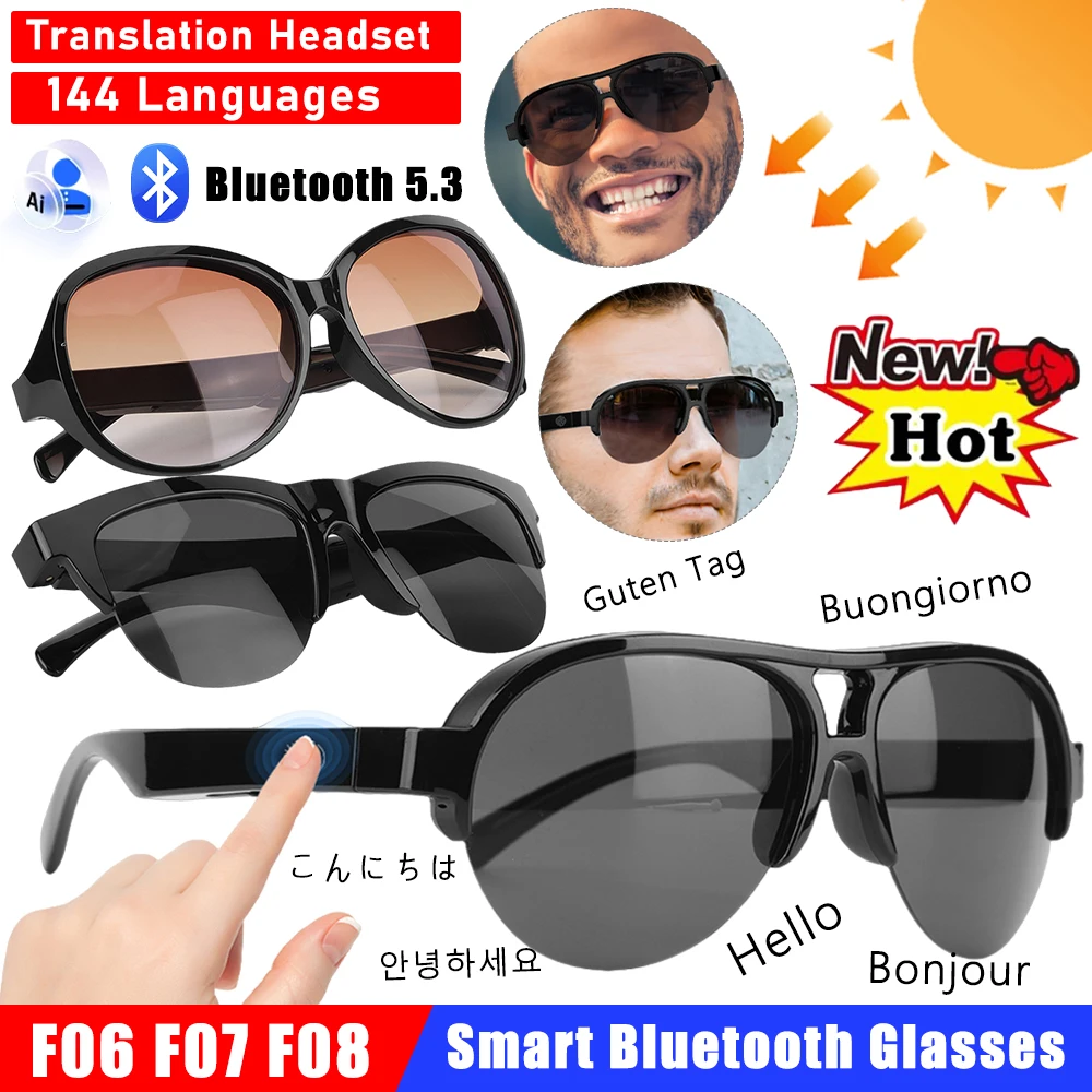 Smart Glasses Headset Wireless Bluetooth Sunglasses Translation Earphone Smartglasses Bluetooth Lenses Translator Headset Glasse