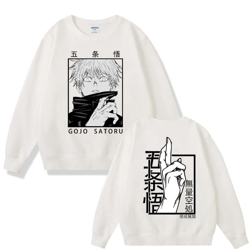 New Sweatshirt Cool Gojo Satoru Printed Round Neck Pullover Unisex Fashion Anime Long Sleeve Sweatshirt