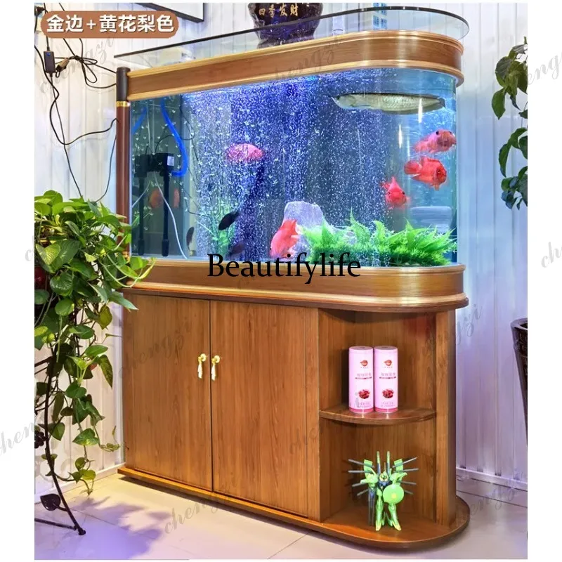 E182  Super White Glass Aquarium with Filter, Low Maintenance No Water Change Eco Tank Living Room Divider Screen Shoe Cabinets