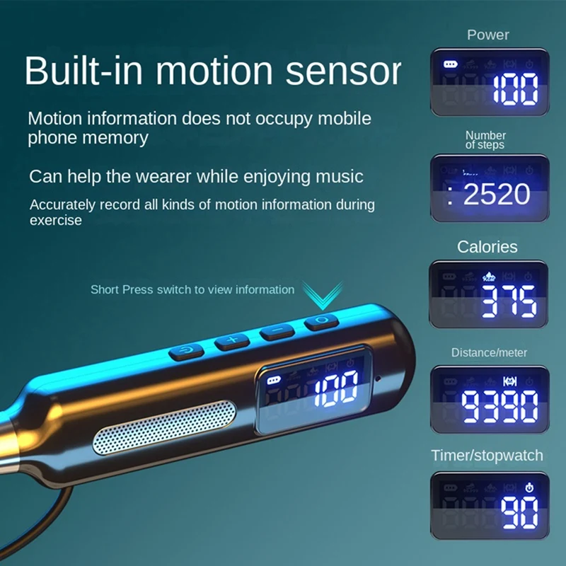 Hanging Neck Headset Smart Digital Display Pedometer ABS Sports Plug-In Card Bluetooth Headset