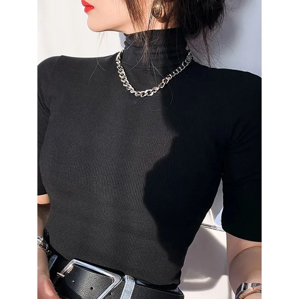 T-shirt basique Turtlene Slim Fit Or Sve pour femme Cleanfit H Edition 00 % tissu lin collection hiver pour personnes d'âge moyen...