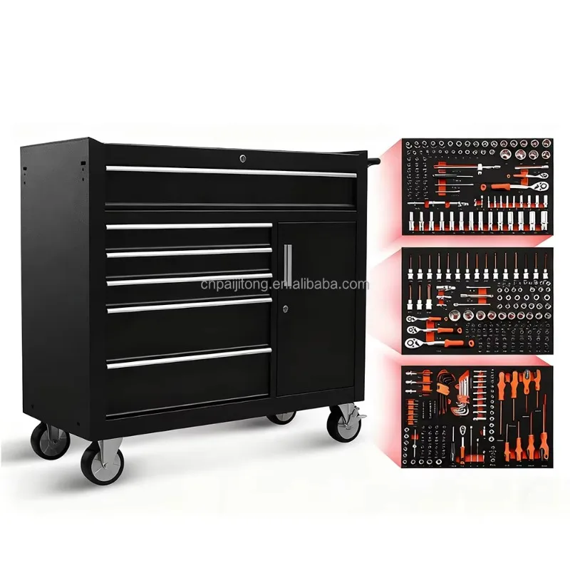 2026 Heavy Duty Work Bench Tool Cabinet Workshop Tool Storage 12-drawer Cabinet With Pegboard Movable Worktable