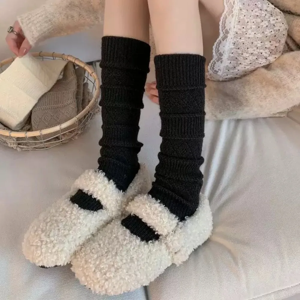 

Fashion Solid Color Y2K Lolita Socks Thicken Breathable Long Tube Sox Winter Warm Knee High Boot Stockings