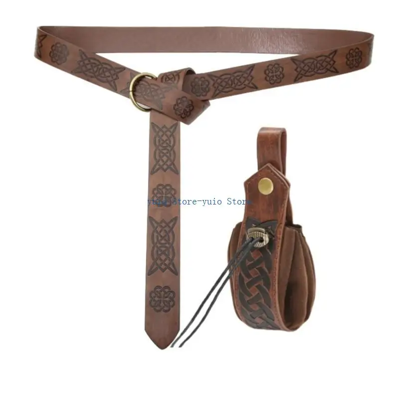 X7XB PU Leather Belts Suit Retros Hiphop Styles Waist Belts Outfit Cosplay Waistband for Medieval Costume Enthusiasts