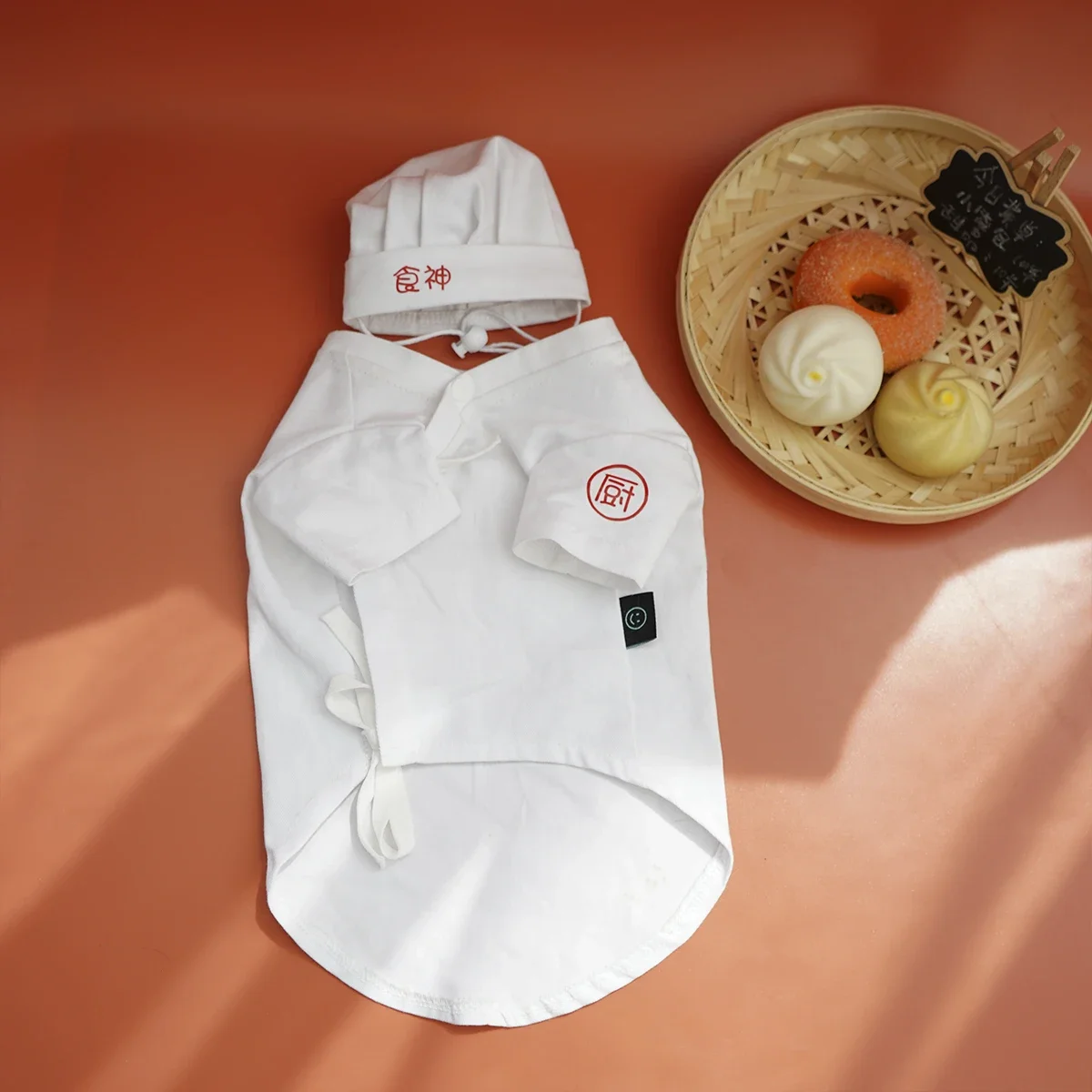 New Oriental Chef\'s Jacket With Toque Cat Costume Kitchen Coat Cat Clothes With Comfortable Fabric Dog Costume (A4814)