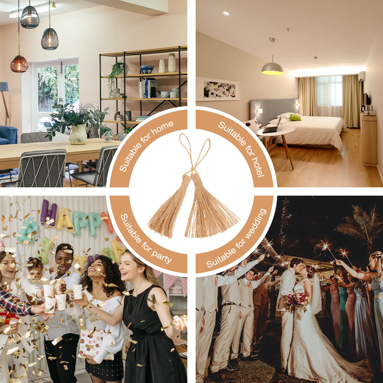 

6Pcs Burlap Tassels Hanging Jute Decor for Holiday Tables Mantles Fall Home Design Crafting Jute Tassel Tassel Garland