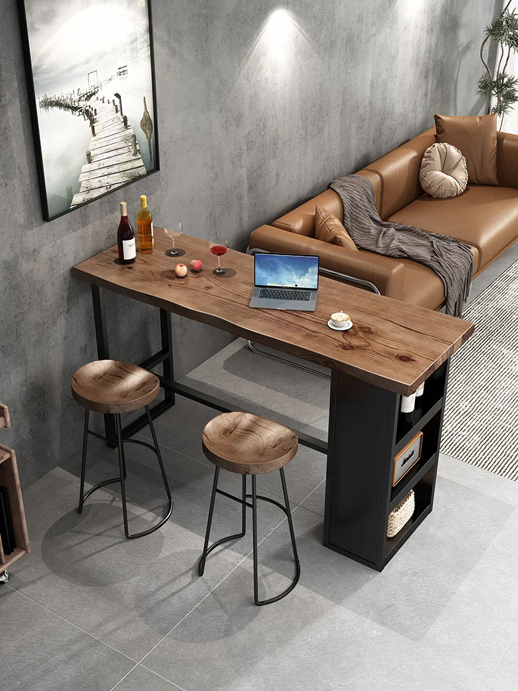 

Solid wood bar table household partition small locker wine cabinet small apartment long table kitchen wall wine bar table and ch