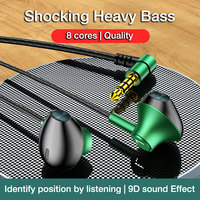 EARDECO 3.5mm Wired Headphones In-ear Headphone Headset Wired Earphone with Microphone Bass Stereo Earbuds Sports For Phone