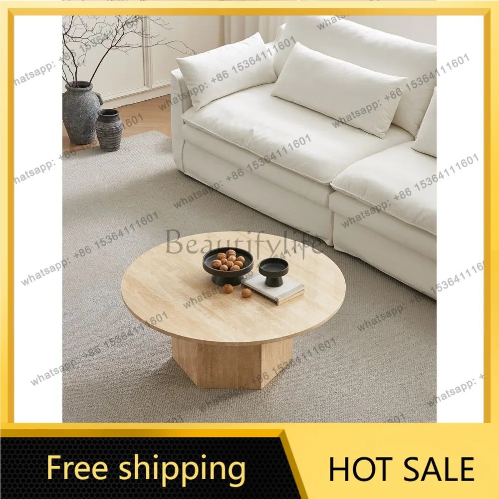 LD cave stone coffee table natural marble retro wabi sabi wind premium coffee table