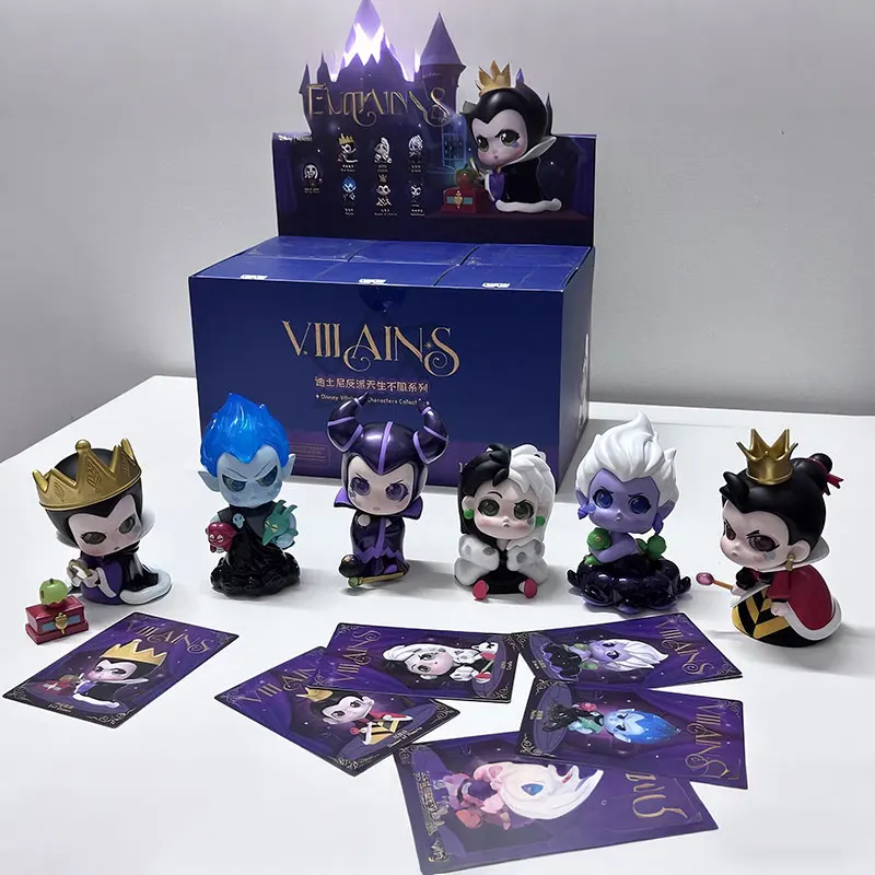 100% オリジナルディズニー悪役アクションフィギュアシリーズブラインドボックスおもちゃかわいいフィギュア人形女の子の誕生日プレゼント装飾品コレクション