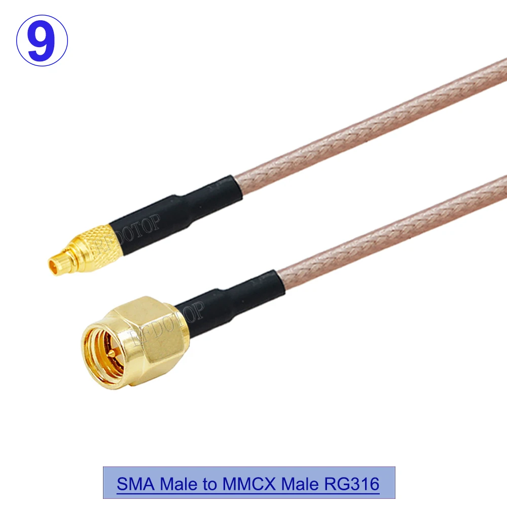 1PCS RG-316 MMCX Male Female to SMA Male Female FPV Antenna Connector Cable RG316 Pigtail Jumper RF Coaxial Extension Cord