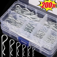 200/100x Steel R Type Cotter Pin Clip Reusable Heavy Duty Spring Retaining Wire Hair Pins Car Fasteners Hardware Assortment Kits