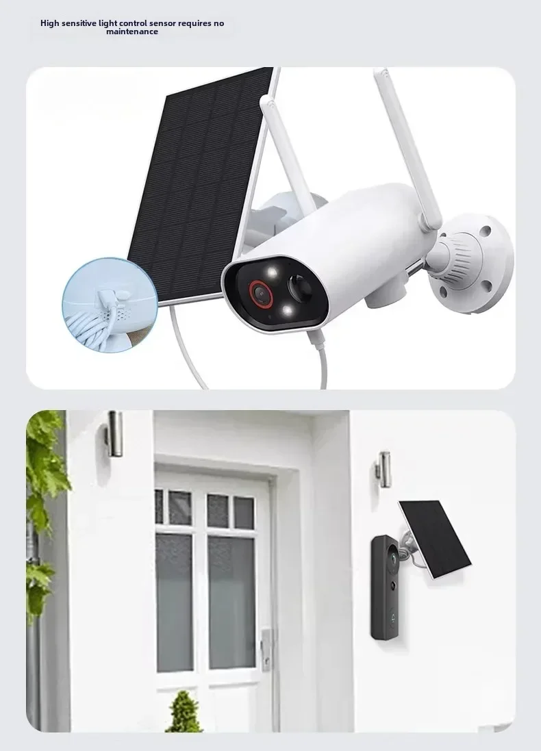 

Solar charging panel is suitable for monitoring, doorbell, and outdoor