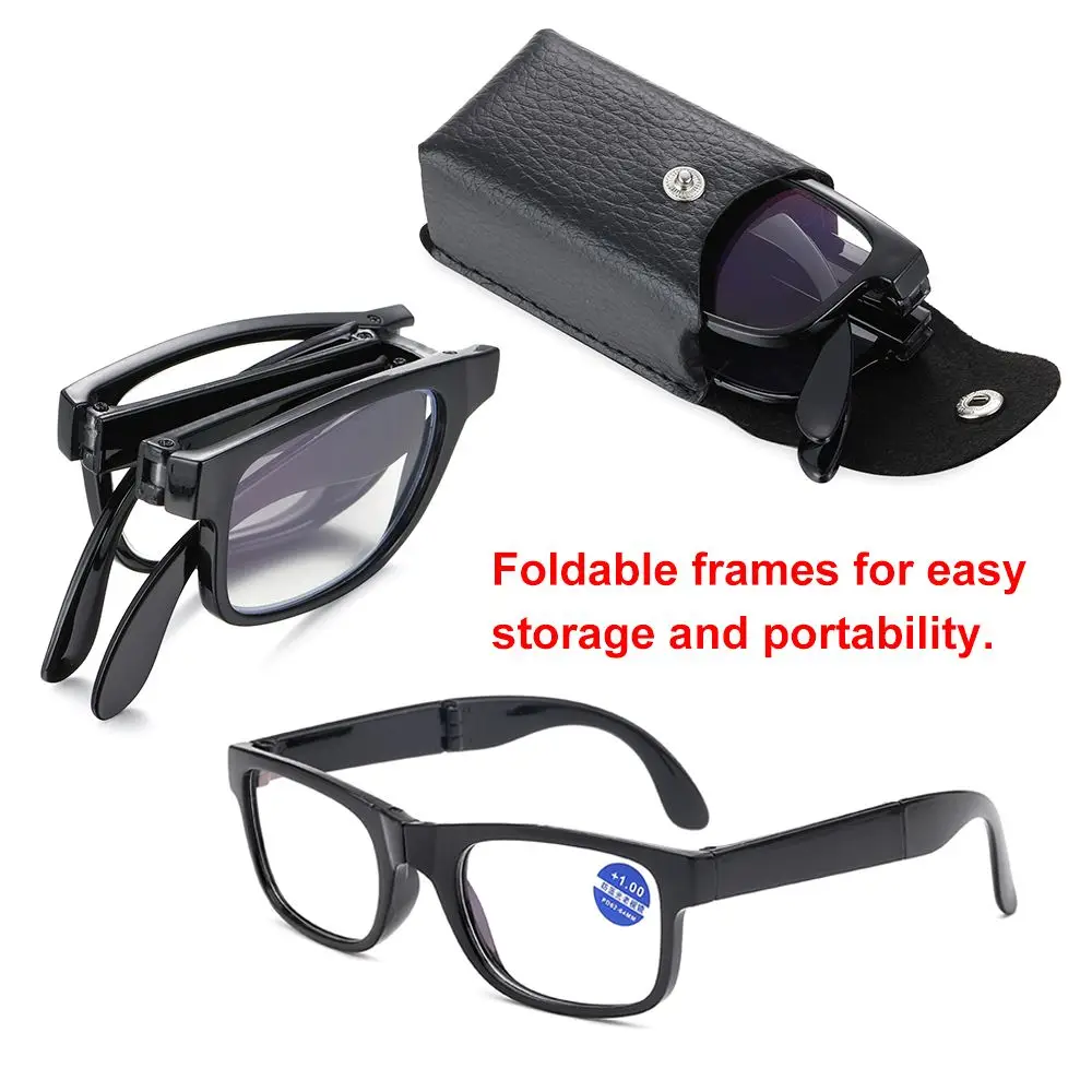 Eyewear Vision Care with Glasses Case Compact Reading Glasses Folding Reading Glasses TR90 Reading Glasses Presbyopic Glasses