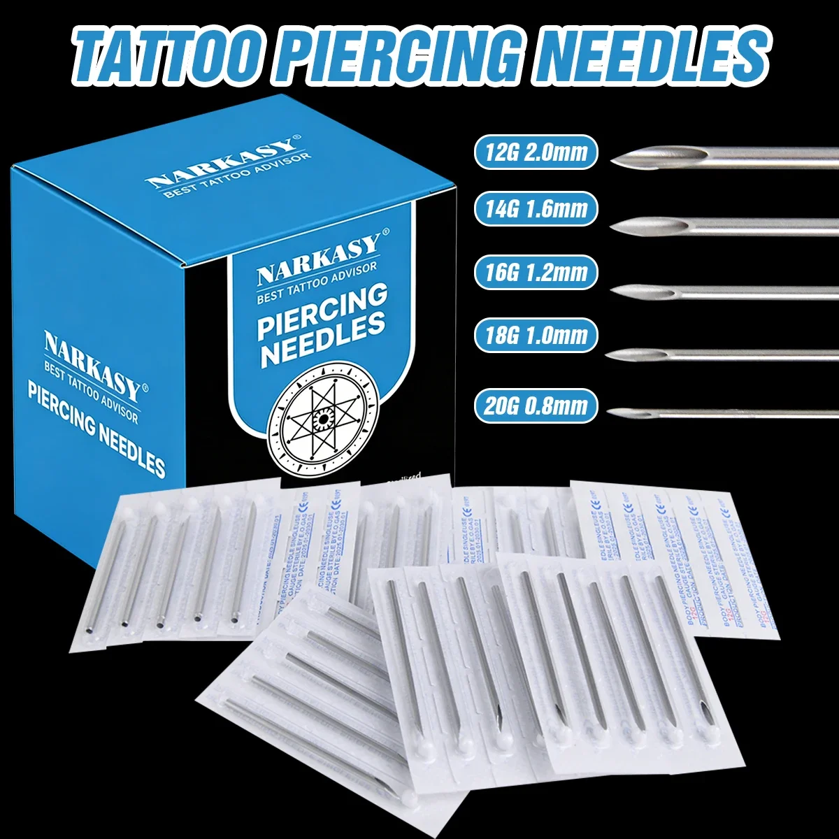 

Stainless Steel Piercing Accessories Disposable Needle Tattoo Navel Piercing Needle Piercing Nose Stud Lip 200/100/50/20PCS