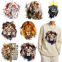 28cm Lion Wearing Crown Clothes Patches Thermal Press Heat Transfer Hoodies Diy Parches Domineering animal Heat-Adhesive Sticker