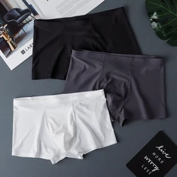 SQINUSQN New men's boxer panties Breathable men's underwear ice silk Comfortable Men Underpants size L-4XL