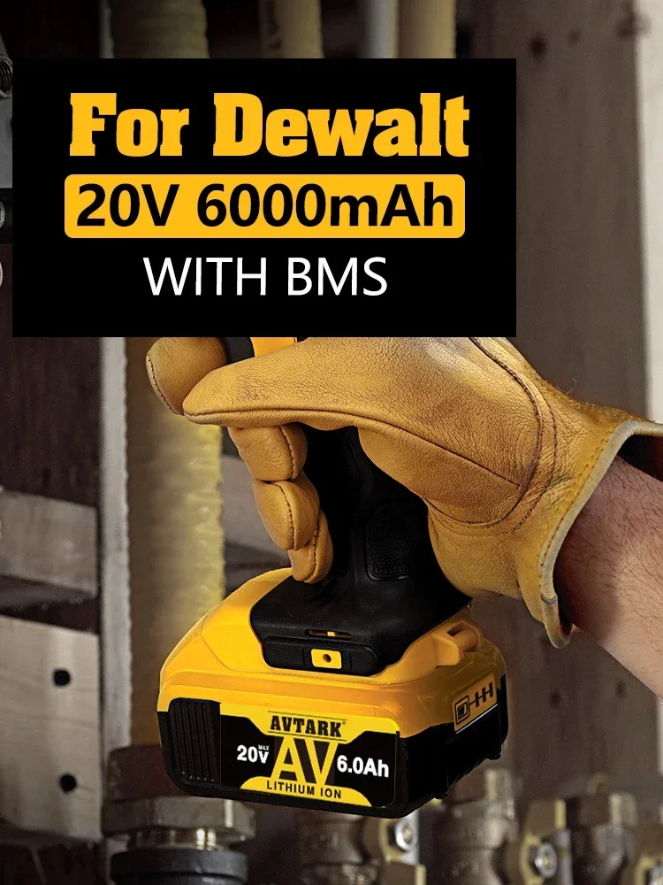 Batteria agli ioni di litio sostitutiva originale 18V/20 Volt MAX 6.0Ah 8.0Ah DCB200 per batterie per utensili elettrici DeWalt DCB205 DCB201 DCB203