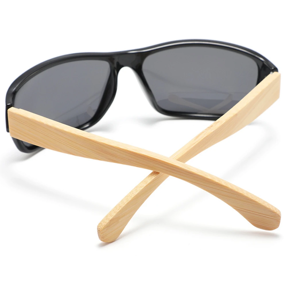 Óculos de sol de bambu e madeira com moldura quadrada de marca de luxo ShinyCoCo com proteção UV e pés de bambu para luz polarizada