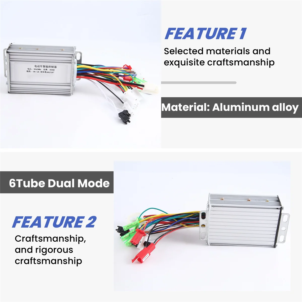 36V 48V 350W E-Bike Brushless Controller 6 หลอด Dual Mode สําหรับไฟฟ้าจักรยานสกู๊ตเตอร์ความเร็วอัจฉริยะ Dual มอเตอร์ Part