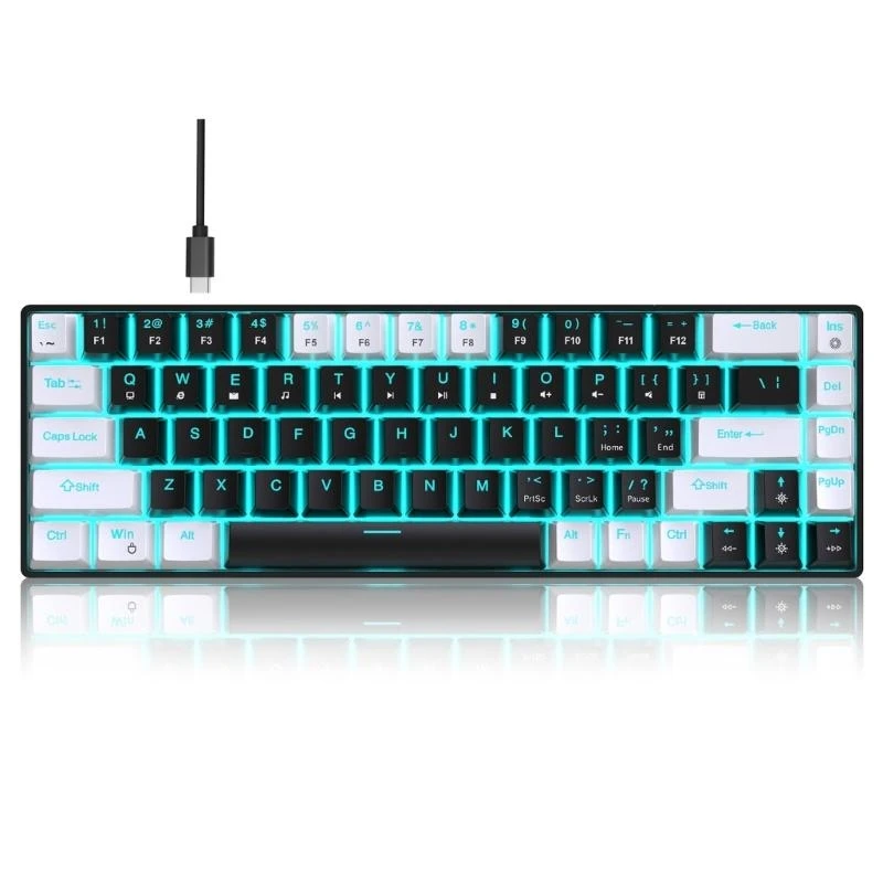 Hot Swappable Mechanical Keyboard, 68Keys Compatible Various Computer System Ergonomic Design and Long Data Cable