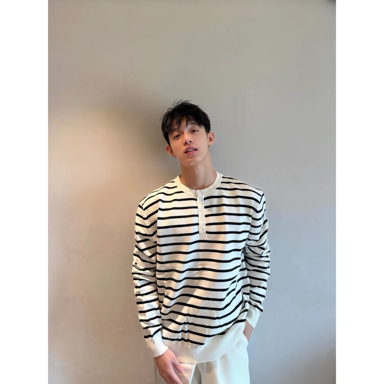 

Американский повседневный полосатый трикотаж, мужской длинный свитер с воротником Винтаж для ленивых поездок на работу