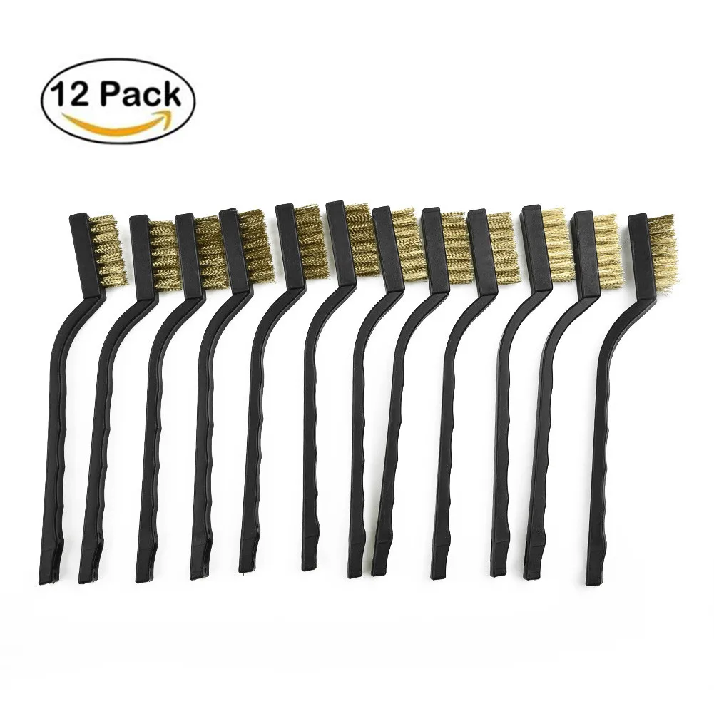 6 Pcs/set Mini Metal Remove Rust Brushes Brass Cleaning Brush 170mm Brass+Plastic Polishing Metal Cleaning Tools Home Kits