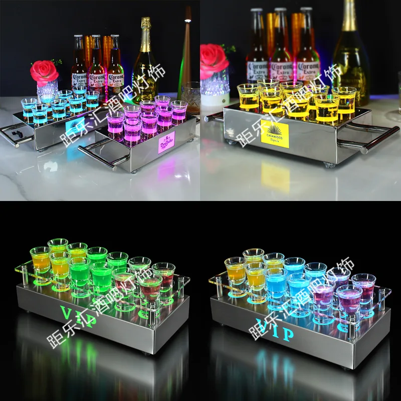 

Stainless Steel Bullet Cup Holder Bar KTV Luminous Red Wine Wine Cocktail One Piece Baijiu Hlder