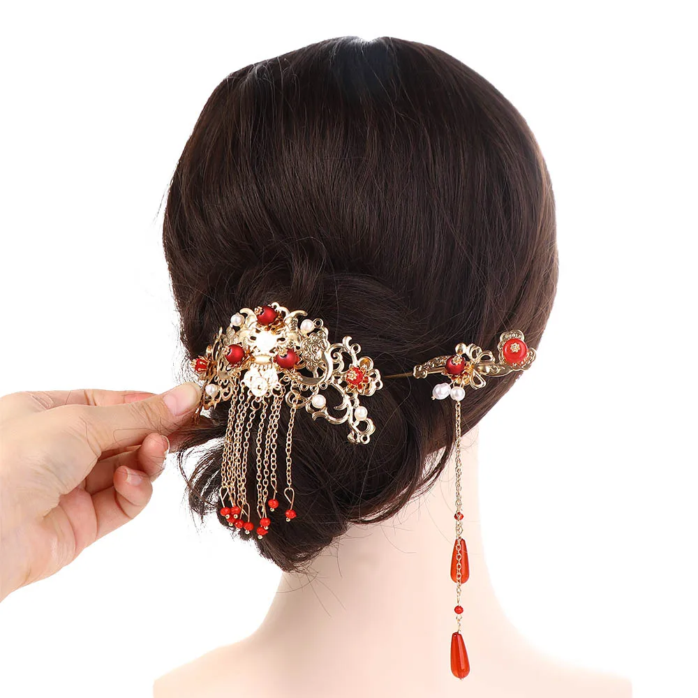 1Pc Vintage Floral Hair Stick Women Men Circel Hairpin Chinese Style Hair Fork Fashion Headwear Couple Hair Accessories