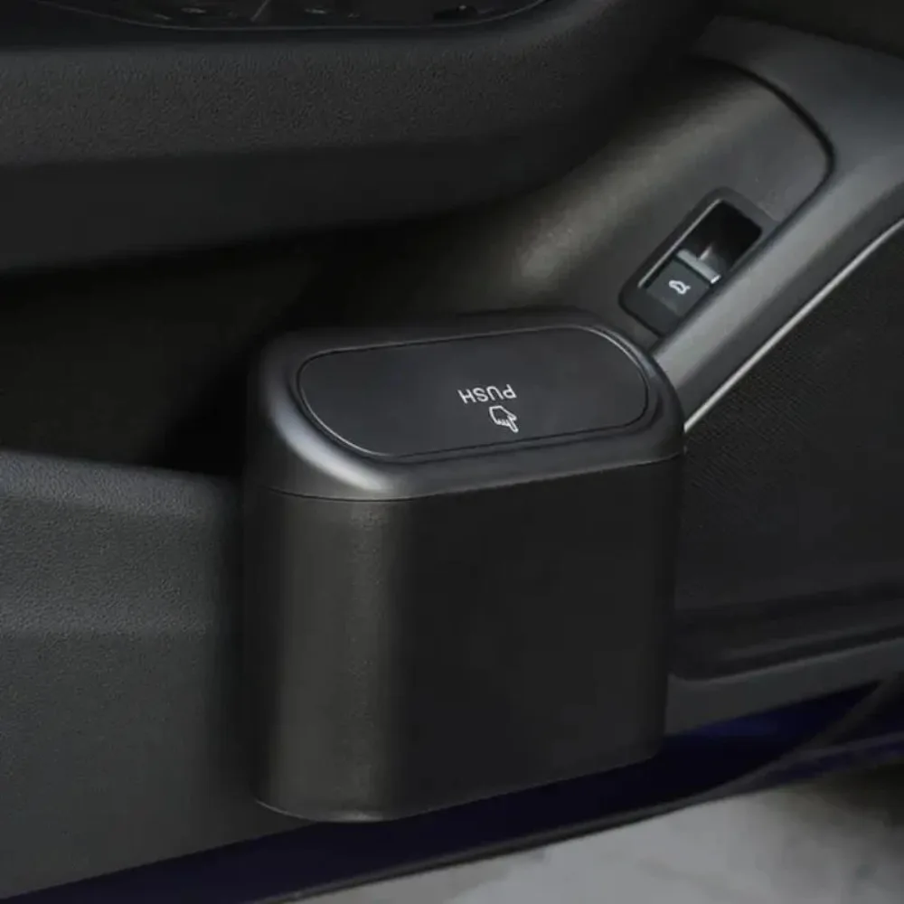 1Pcs For Tesla Model Y Model 3 S X Car Trash Bin Hanging Vehicle Garbage Dust Case Storage Box Black Square Pressing Type Trash