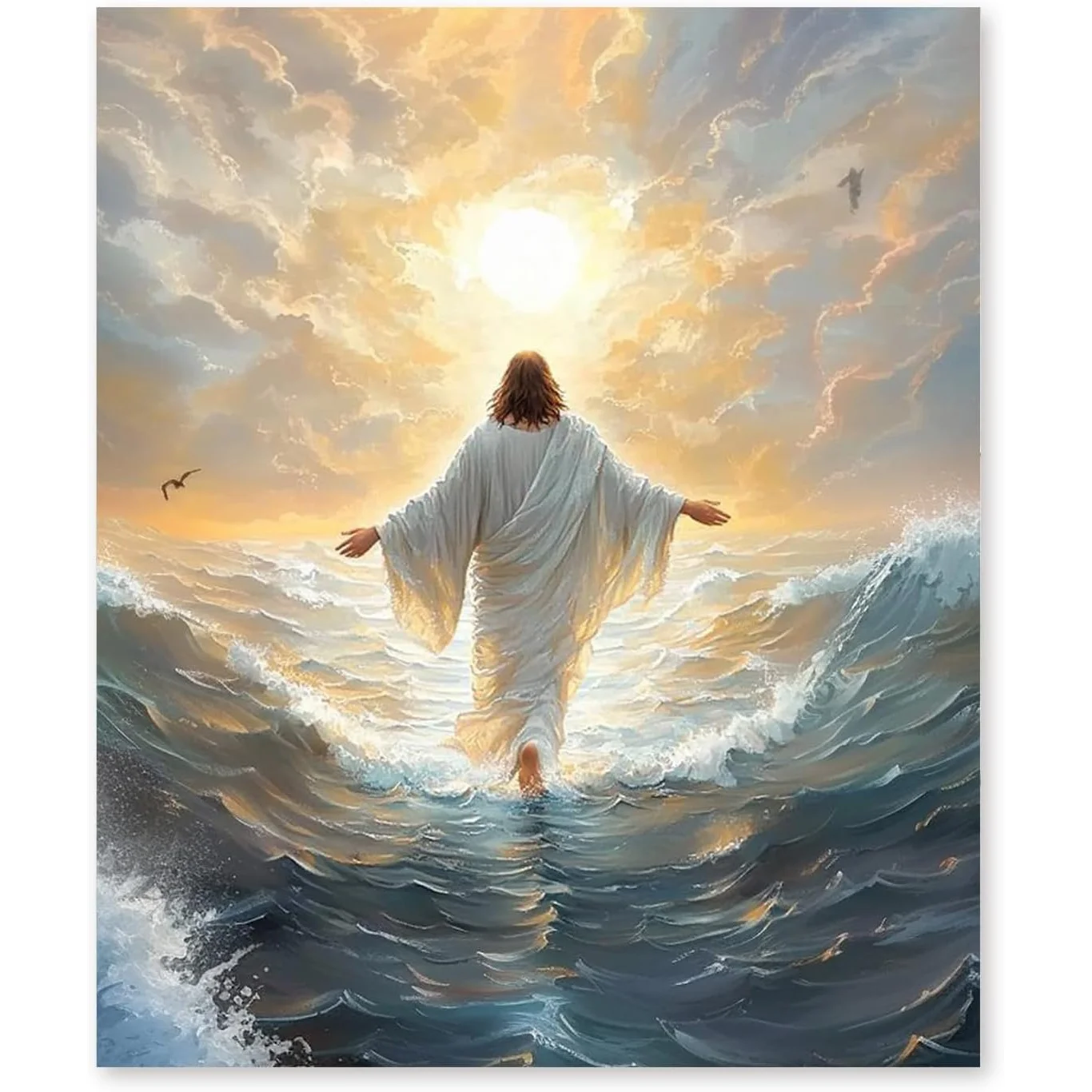 

Christian Diamond Painting Kit, Religious Walking on Water Diamond Art Gemstone Painting Set, Suitable for Kids, Beginners And