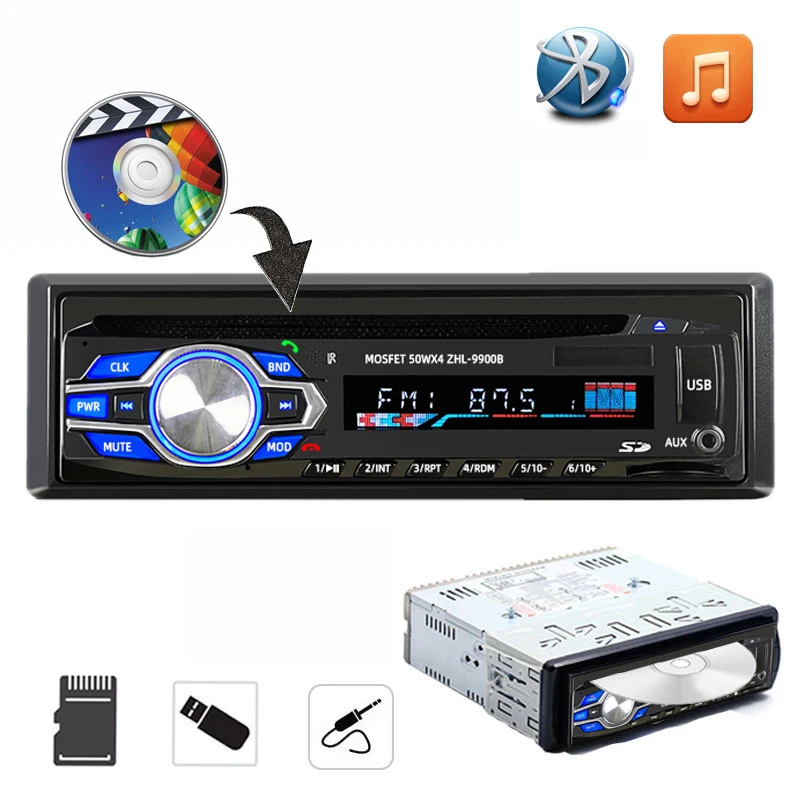 Stereo Car Handfree Autoradio BT Audio Radio 5014 Car-styling Wireless Remote Control 1 Din 12V Car DVD CD Player Vehicle MP3