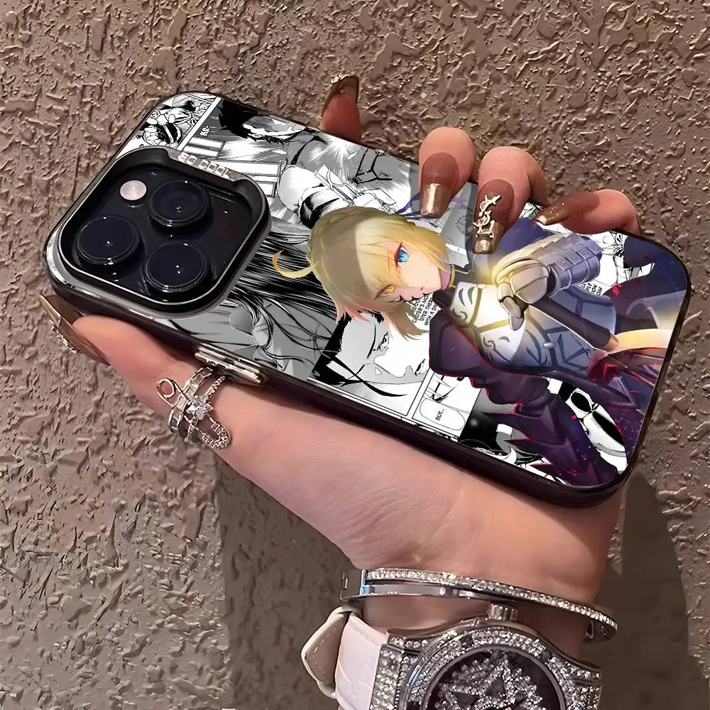 

Anime Cool S-Saber Phone Case For IPhone 17 16 15 14 13 12 11 Plus Pro Max Multicolor Aurora Laser Shockproof Funda Cover