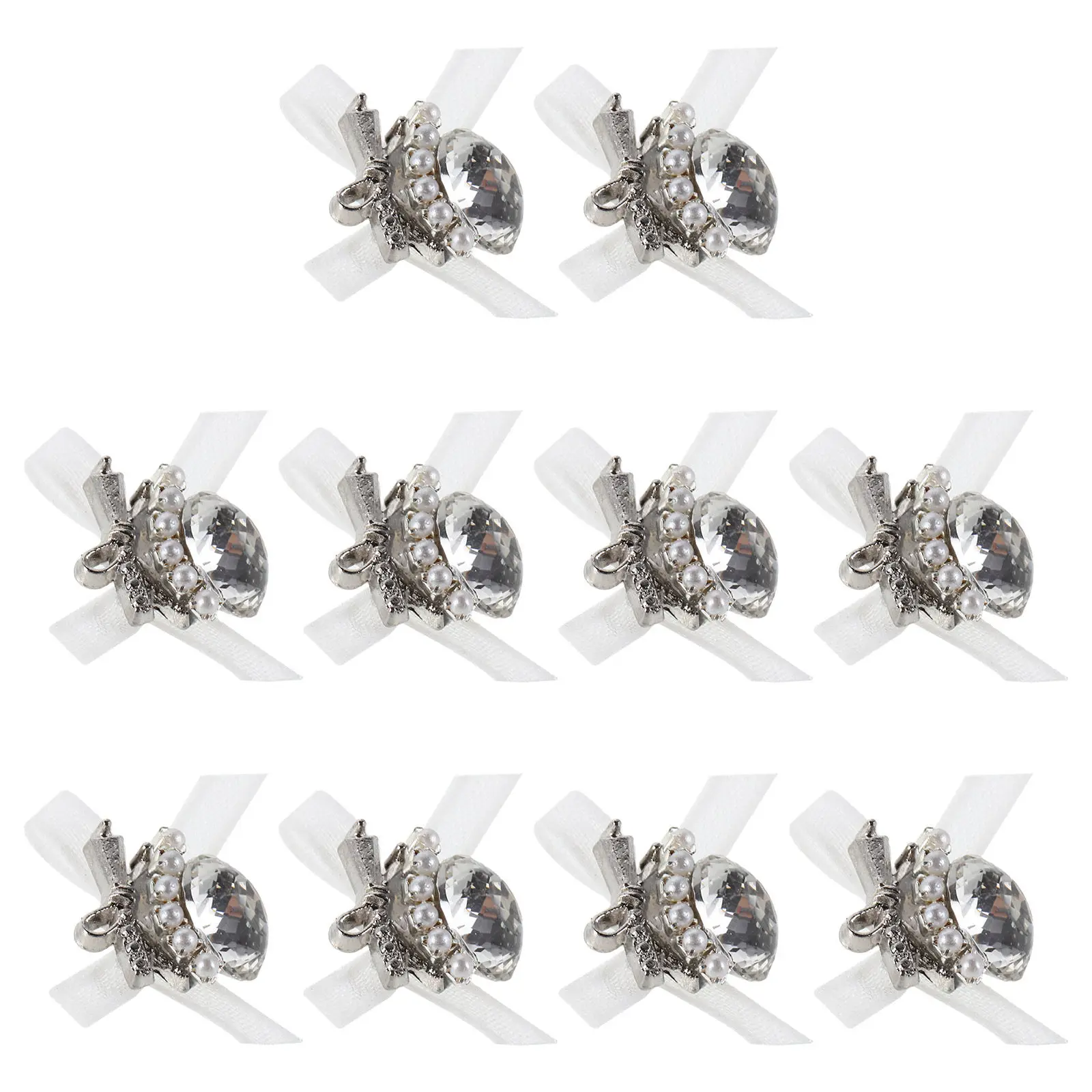 10Pcs Nail Art Decorations Rhinestone Bowknot Charms Sparkling DIY Manicure Accessories Wedding Party Nail Supplies