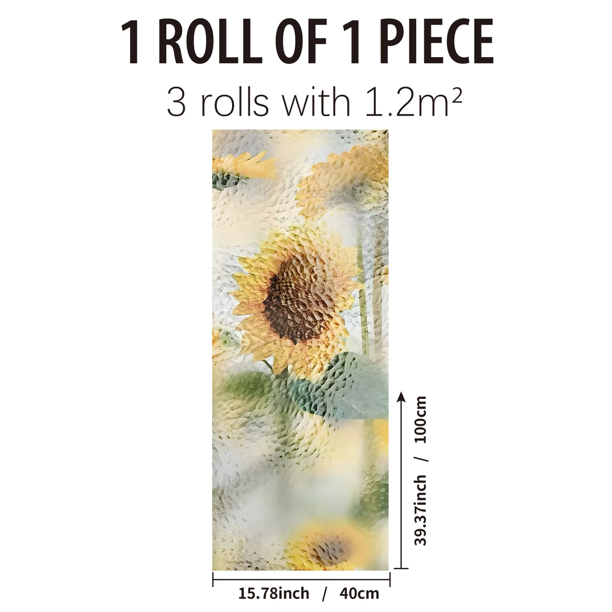 1 Roll Orange Background, Floral Plants, Sunflower Pattern Static Attraction Privacy Window Stickers Frosted Surface Window Film