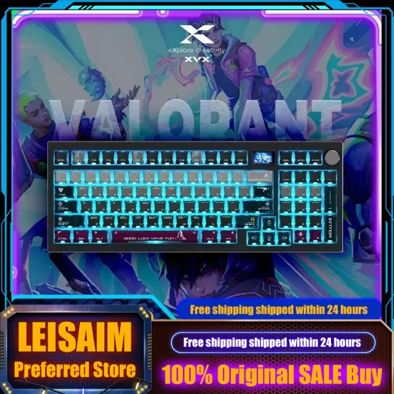 

2025 Valorant Theme Keycap 125 Keys Mechanical Keyboard OEM PBT+PC Custom Keycap Positive Engraving Characters Translucent Fog