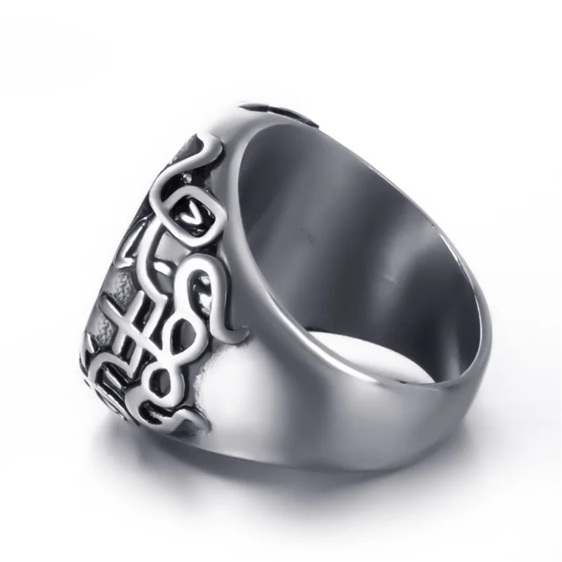 New Man Ring Pentagram Baphomet Goat Sulfur Leviathan Cross Satan Devil Symbol Ring Jewelry  Wholesale