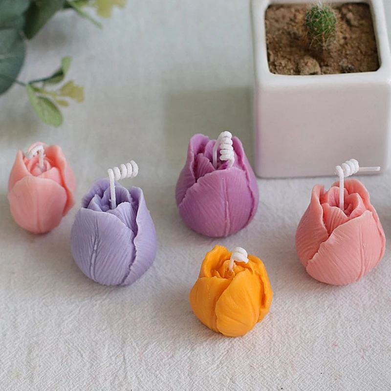 Budding Open Flowers Silicone Candle Mold Mini Flower Soap Gypsum Crafts Resin Mould DIY Chocolate Ice Cake Baking Molds view 3