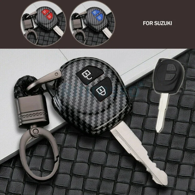 

2 Button Remote Carbon ABS Key Case for Suzuki SX4 Swift Grand Vitara Liana Keychain Cover Car Accessories