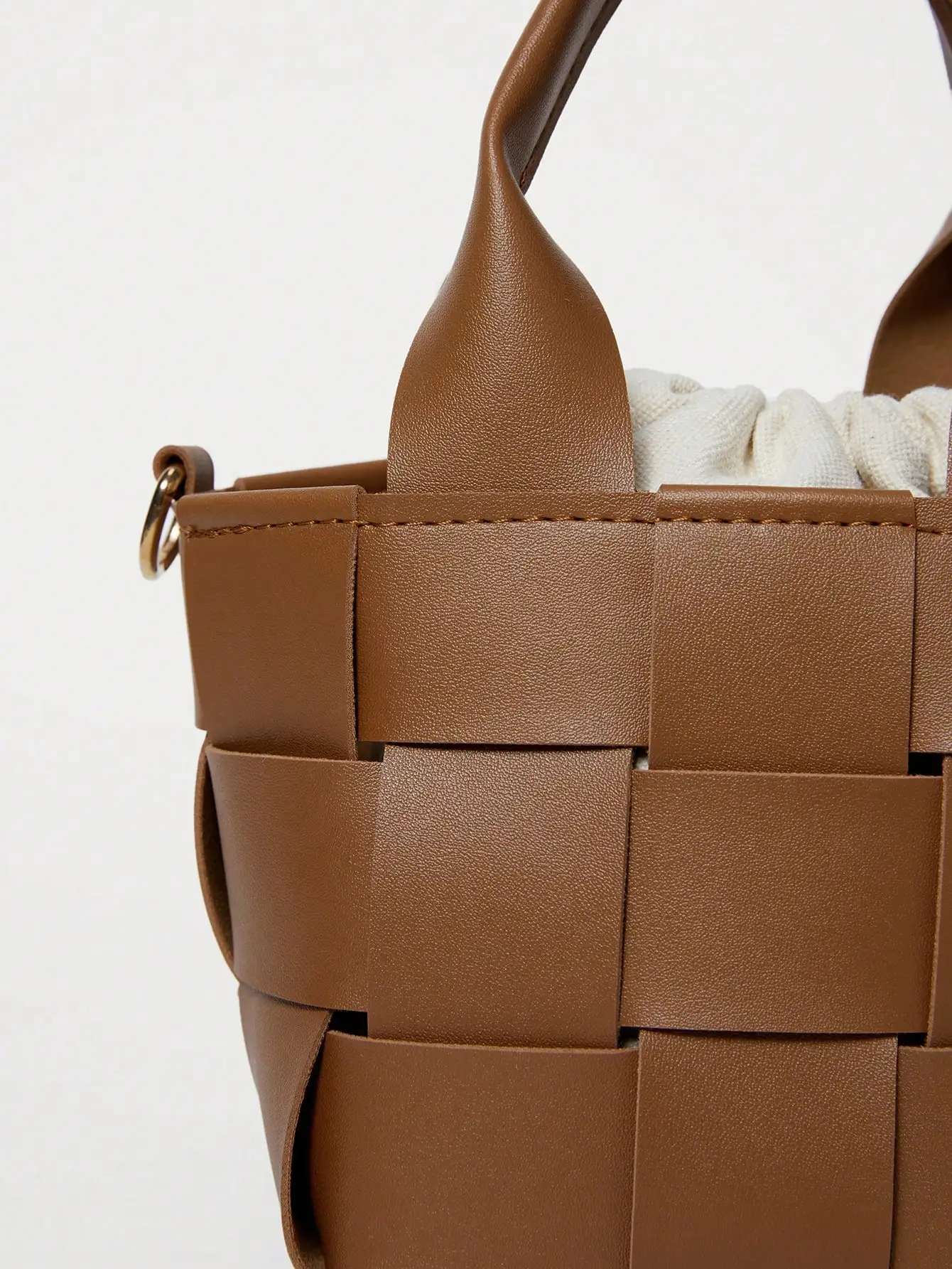 Modische, minimalistische, karierte Bucket Bag, leicht, mit verstellbarem Riemen, Damen-Handtasche mit Tragegriff für Urlaub, Reisen und den Alltag – Detail 13