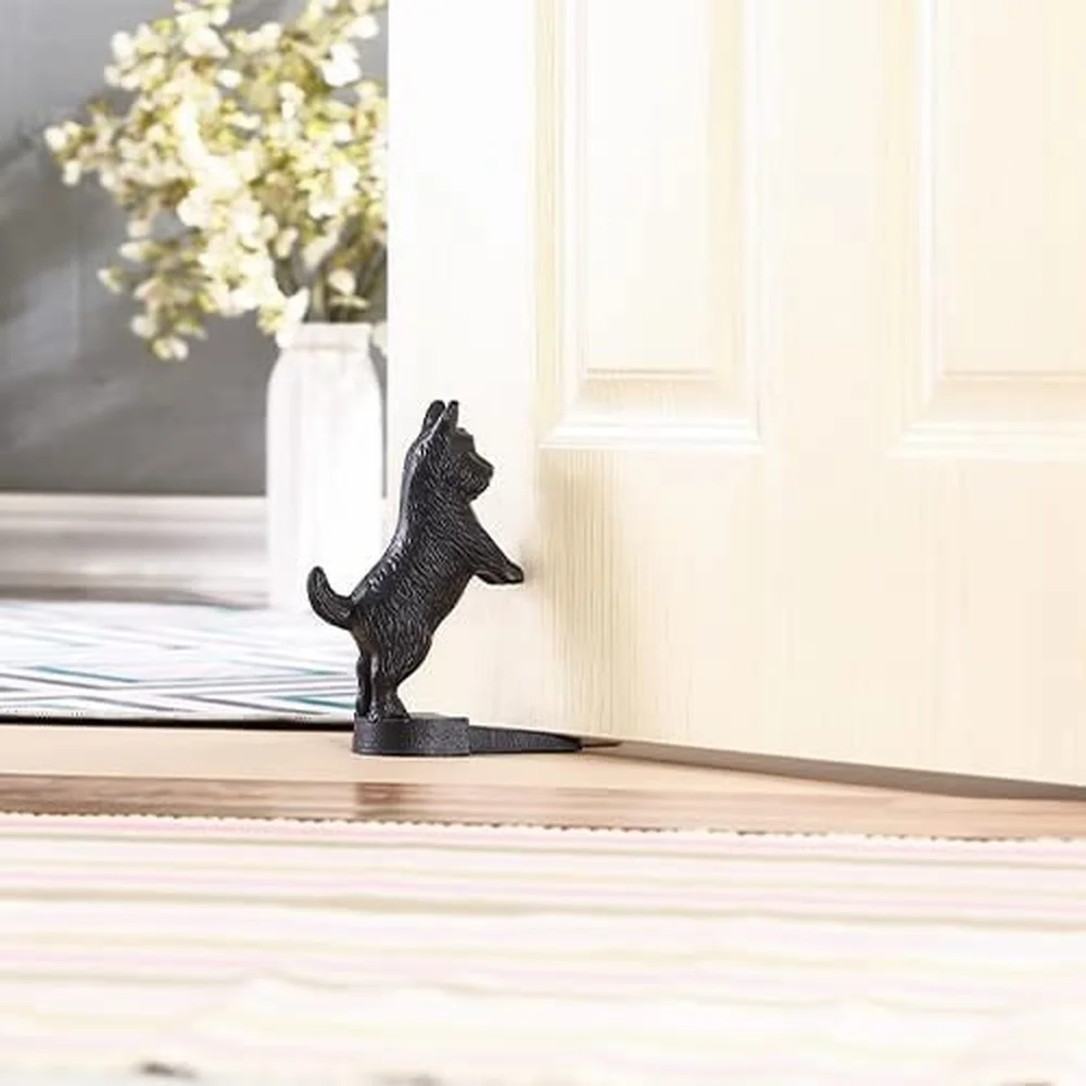 Dog Door Stop Wedge Decorative Hand-crafted Cast Iron Dog-shaped Door Stopper