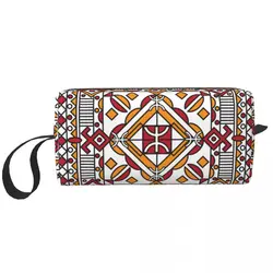 Kabyle Pottery Amazigh Ornament Travel Cosmetic Bag Retro Geometric Makeup Toiletry Organizer Ladies Beauty Storage Dopp Kit