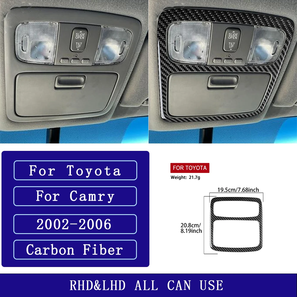 For Toyota Camry XV30 2002-2006 Carbon Fiber Roof Reading Light Panel Trim Frame Car Accessories Interior Decorative Stickers