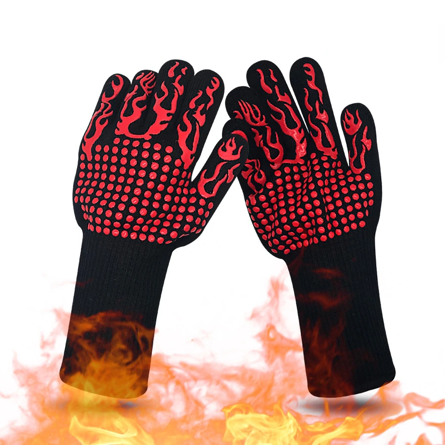 1pcs High Temperature Resistance BBQ Gloves Oven Glove 500 800 Fireproof Barbecue Heat Insulation Glove Labor Protection Glove