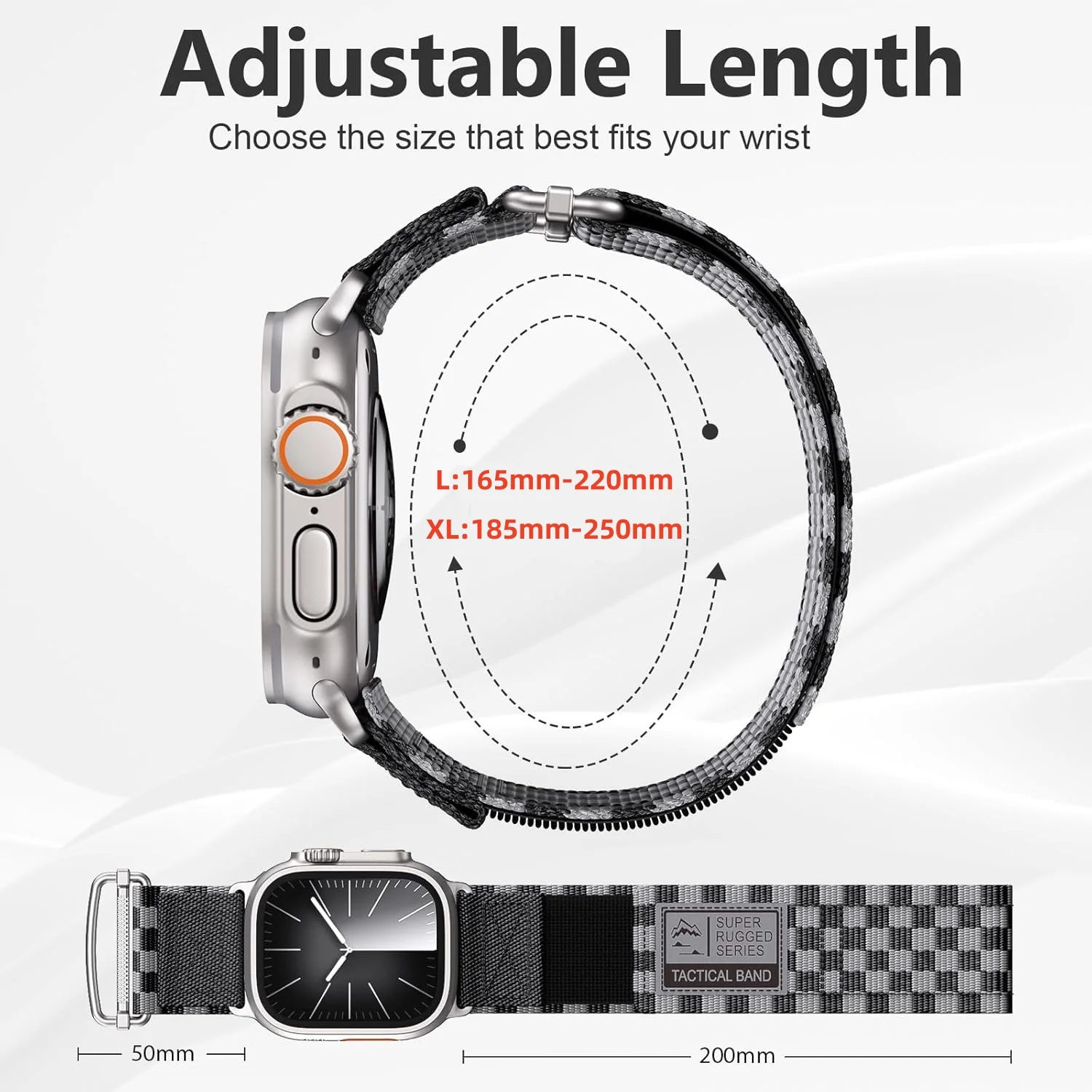 Super Rugged-Nylon Watch Band for Apple Watch Ultra2 Band 49mm 45mm 44mm 42mm,for Apple Watch Ultra Band 9 8 7 6 5 4 3 SE Ultra2